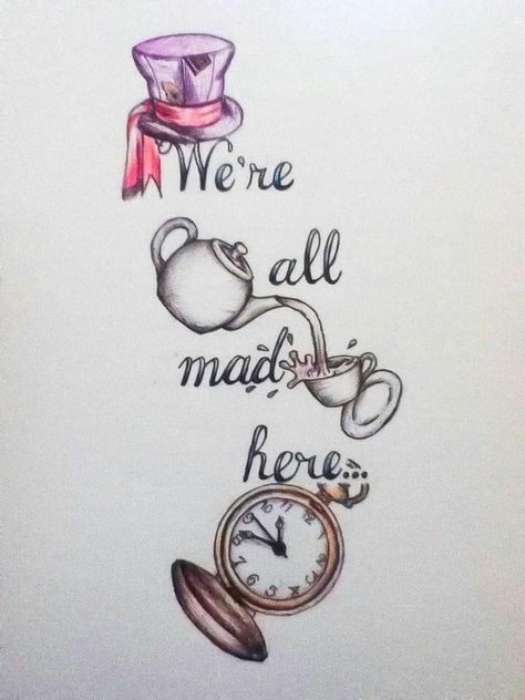 Mad Hatter Tattoo, Alice In Wonderland Clipart, Alice And Wonderland Tattoos, Alice In Wonderland Drawings, Wonderland Tattoo, Alice And Wonderland Quotes, Wonderland Quotes, Mad Hatters, Arrow Tattoo