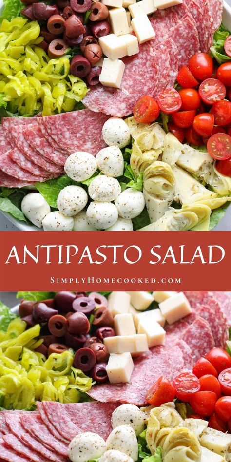 Antipasto Salad is the perfect way to start a meal. This traditional Italian recipe is full of flavor and you’ll love the combination of meat, veggies, and balsamic dressing. Antipasto Platter Salad, Anti Pasta Salad Antipasto, Gluten Free Antipasto Salad, Best Antipasto Salad Recipe, Italian Salads Antipasto, Vegetarian Antipasto Salad, Anti Pesto Salad, Italian Tossed Salad Recipes, Antipasto Salad With Lettuce