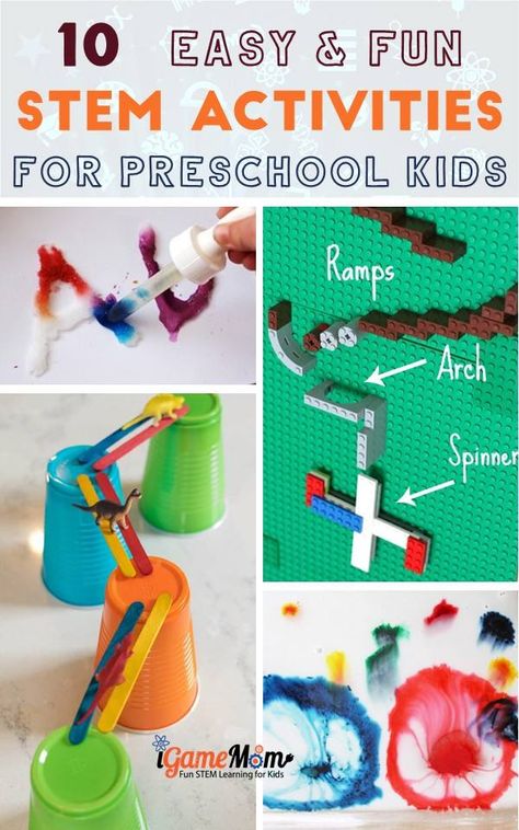 Easy Preschool STEM Activities, preschoolers toddlers, Science Tech Engineering Math Activities Stem Activities For Preschool, Easy Stem Activities, Preschool Technology, Toddler Stem, Science Movies, Stem Activities For Kids, Stem Activities Preschool, Fun Stem Activities, Easy Stem