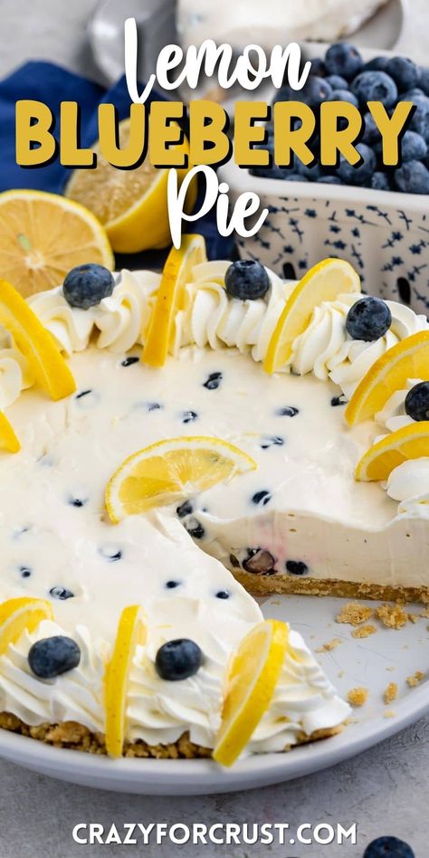 Lemon Blueberry Icebox Pie, Lemon Blueberry Meringue Pie, Blueberry Lemon Custard Pie, Lemon Blueberry No Bake Cheesecake, Pies Recipes Easy No Bake, No Bake Blueberry Lemon Pie, Blue Ribbon Pies, Summer Fruit Pie, Summer Pies Recipes