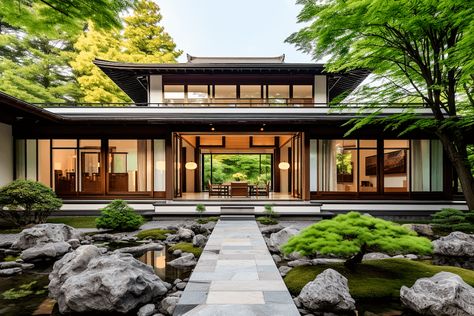 Japanese Luxury House, Japan Architecture Traditional, Japan Interior Design Modern, Japanese Modern House Design, Traditional Japanese Mansion, Japanese Zen House, Modern Japanese House Exterior, Japan House Exterior, Asian Houses