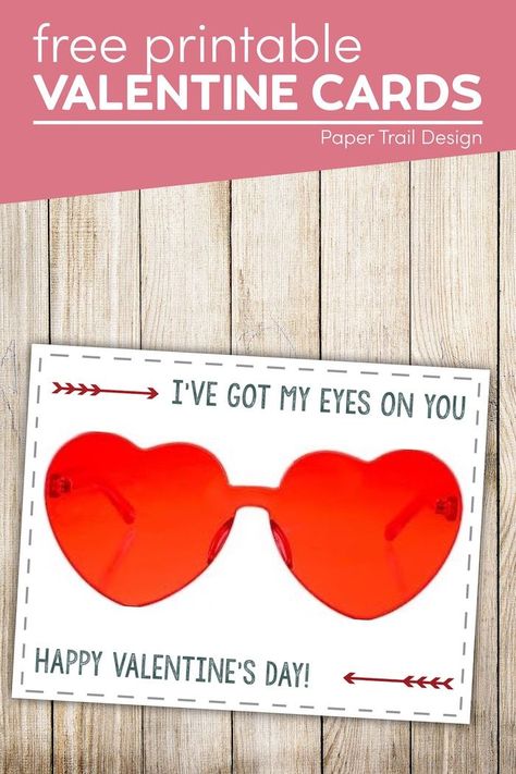 Print these Valentine cards that say I've got my eyes on you for free and attach some Valentine glasses Valentine Glasses, Glasses Valentine, Free Printable Valentine Cards, Cute Valentine Ideas, Free Printable Valentines Cards, Printable Valentine Cards, Candy Valentines, Valentine Wall Art, Paper Trail Design