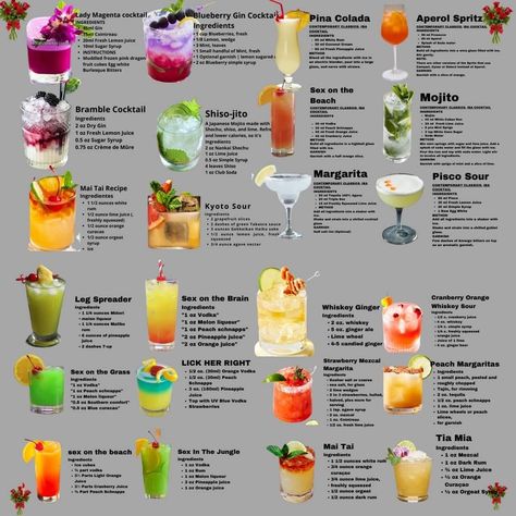 Mixed Drinks Alcohol Recipes, Bar Drink Recipes, Gin Ingredients, Resep Koktail, Bartender Drinks Recipes, Iced Drinks Recipes, Pretty Alcoholic Drinks, Alcholic Drinks, Cocktail Drinks Alcoholic