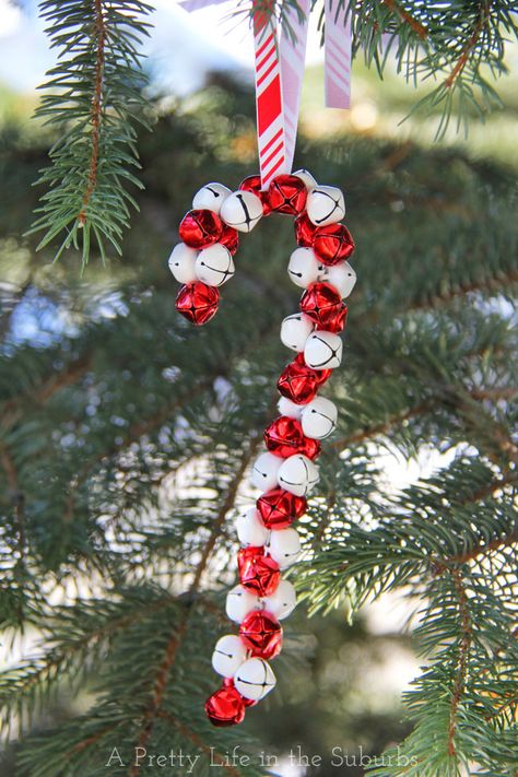 Beaded Candy Cane Ornaments Diy, Crafts With Jingle Bells, Bells Crafts For Kids Christmas, Bell Ornaments Diy, Bell Crafts, Jingle Bell Ornaments, Jingle Bell Crafts, Diy Candy Cane, Candy Cane Crafts