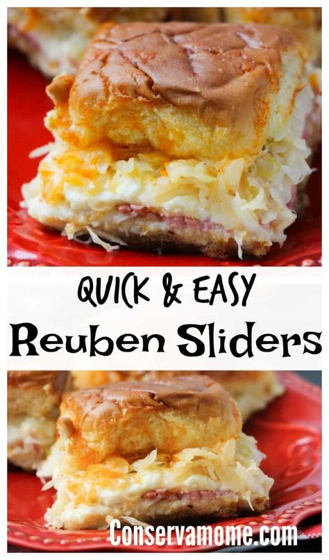 Ruben Sliders, Bunko Food, Reuben Sliders, Sliders Recipes Hawaiian Rolls, Roll Sliders, Easy Slider Recipes, Slider Recipe, Easy Slider, Hawaiian Roll Sliders