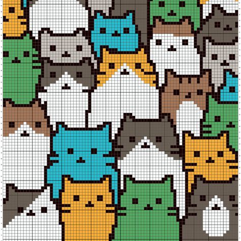 Crochet Pixel Art Blanket, Cute Crochet Tapestry Patterns, Pixel Art Pattern Easy Cute Simple, Cat Pattern Crochet, Crochet Graph Sweater, Cat Pixel Pattern, C2c Crochet Pattern, Pixel Pattern Crochet, Cross Stitch Cat