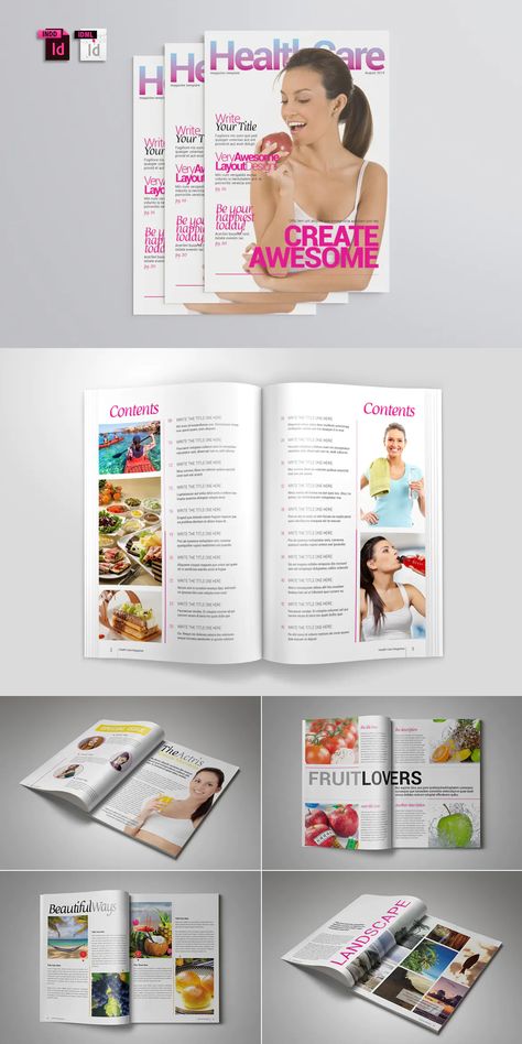 Wellness Magazine, Yoga Magazine Cover, Health Magazine Layout, Wellbeing Magazine, Relax Lifestyle, Womens Health Magazine, Desain Editorial, Page Layout Design, Magazine Cover Design