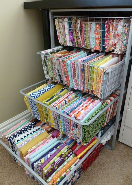 Fabric Storage Ideas, Creative Shelving Ideas, Sewing Room Inspiration, Small Craft Rooms, Craft Closet, Sewing Room Storage, Sewing Room Design, Dream Craft Room, Folded Fabric