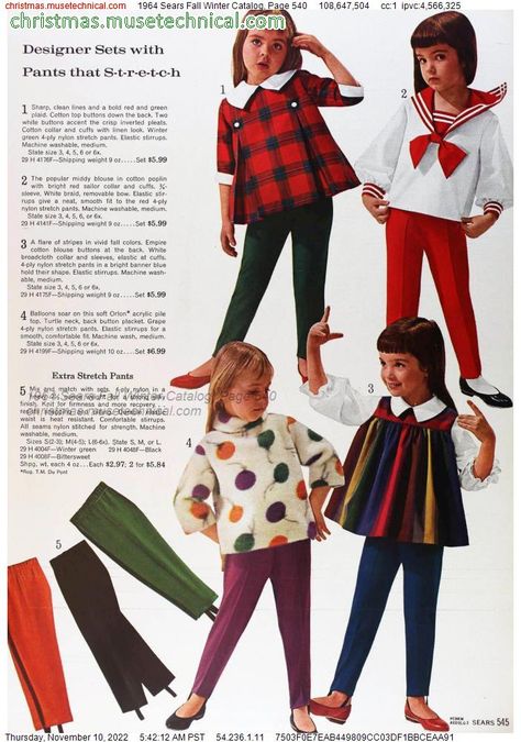 1964 Sears Fall Winter Catalog, Page 540 - Catalogs & Wishbooks Decades Outfits, Sears Catalog, 1900s Fashion, 60s And 70s Fashion, 70s Inspired Fashion, Fashion Children, 1960s Fashion, 60s Fashion, Historical Fashion