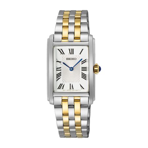 SWR087 | Seiko Watch Corporation Ladies Dress Watches, Clock Repair, Seiko 5 Sports, Seiko Presage, Seiko Watches, Dress Watch, Two Tone Watch, White Dial, Stainless Steel Watch