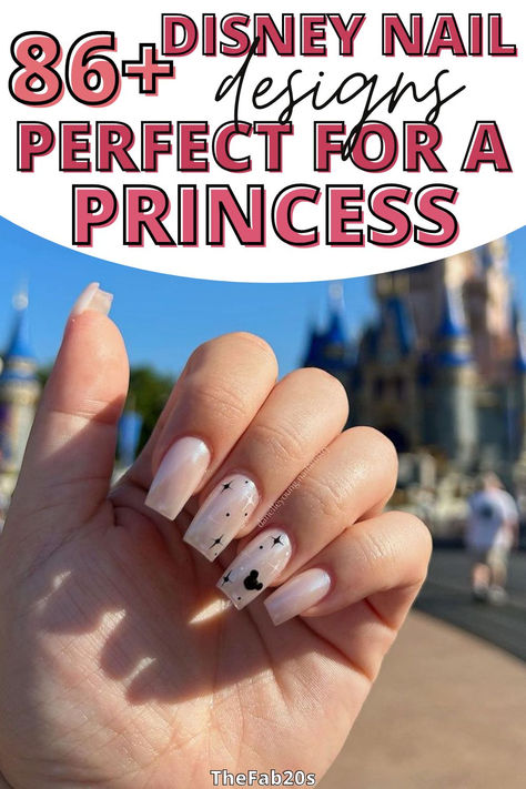 Disney Dipped Nails Ideas, Nails For Disney Cruise, Almond Shaped Nails Designs Disney, Disney Nails For Adults, Simple Disney Nails Natural, Coffin Disney Nails, Disney Nails Design Simple, Disney Subtle Nails, Mickey Inspired Nails