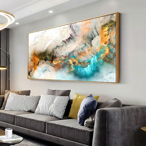 PRICES MAY VARY. ✨【Suitable Size for Livingroom Wall Decor】 - This cool artwork wall decor measures approx 20x40 inches(50x100cm);Suitable size makes it a great seascape decor addition to your home.comes with pre-installed hooks, you just need to measure the wall size and hang the art prints when it arrives. ✨【Durable & Waterproof Canvas Wall Art】 - This abstract canvas wall art painting are made of high-quality canvas material to ensure durability, and we print with high-quality inks, never fad Wall Art Light, Walls Art, Yellow Cloud, Poster For Living Room, Abstract Art Poster, Art Light, Abstract Canvas Wall Art, Framed Posters, Canvas Frames