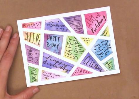 Watercolour Birthday Card Ideas Easy, 3x3 Canvas Ideas, Watercolour Cards Birthday, Watercolour Cards Simple, Watercolour Cards Ideas, Watercolor Cards Ideas Simple, Easy Birthday Card Ideas, Diy Drawings, Diy Watercolor Cards