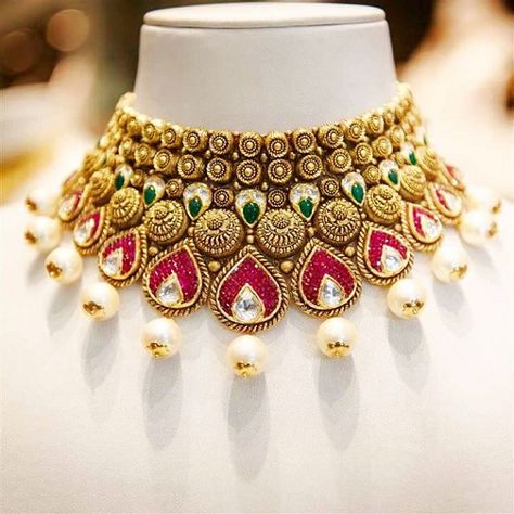 15 Best Gold Necklaces  Designs in 40 Grams Antique Gold Jewelry Indian, Gold Necklace Indian Bridal Jewelry, Antique Jewelry Indian, Bridal Fashion Jewelry, Wedding Jewellery Collection, Antique Gold Jewelry, Gold Fashion Necklace, Bridal Gold Jewellery Designs, Indian Wedding Jewelry