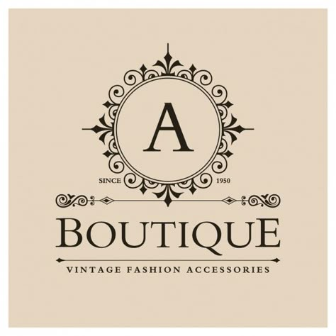 Vintage boutique logo Free Vector | Free Vector #Freepik #vector #freelogo #freebusiness #freevintage #freeabstract Logo Papillon, Nordstrom Outfit, Logo Monogramme, Boutique Logo Design, Fashion Designers Famous, Logo Floral, Logo Vintage, Boutique Interior, Boutique Logo