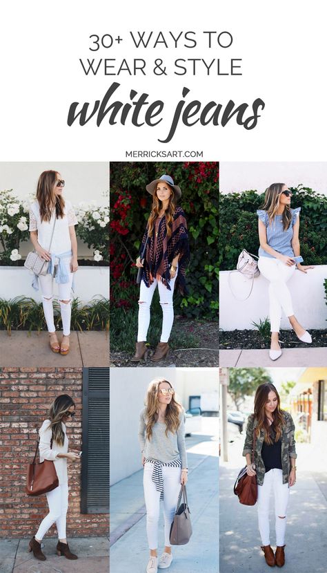 Merrick's Art | Wear + Style White Jeans White Jeans Outfit Fall, White Pants Outfit Summer, White Jeans Fall, White Jeans Summer, Style White Jeans, How To Wear White Jeans, White Jeans Winter, Jeans Outfit For Work, Outfits Sommer