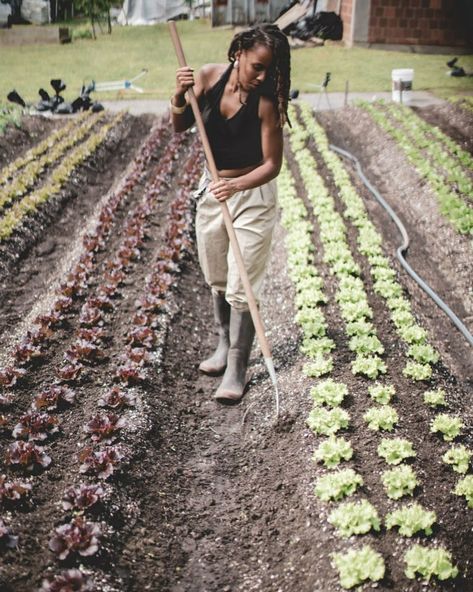 Black Gardener Aesthetic, Female Farmer Aesthetic, Black Farmer Girl Aesthetic, Owning Land Aesthetic, Black Farmer Aesthetic, Black Farm Girl Aesthetic, Couples Gardening, Homesteading Pictures, Farmer Aesthetic