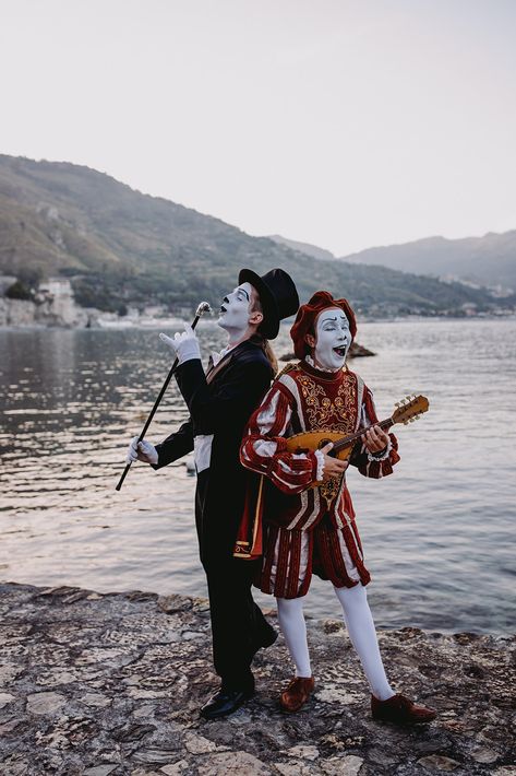 Fellini clowns wedding entertainment for a Sicilian wedding party theme Clown Wedding, Sicilian Wedding, Emergency Doctor, Jade Wedding, Sicily Wedding, Circus Wedding, Events Management, Carnival Wedding, Consulting Company