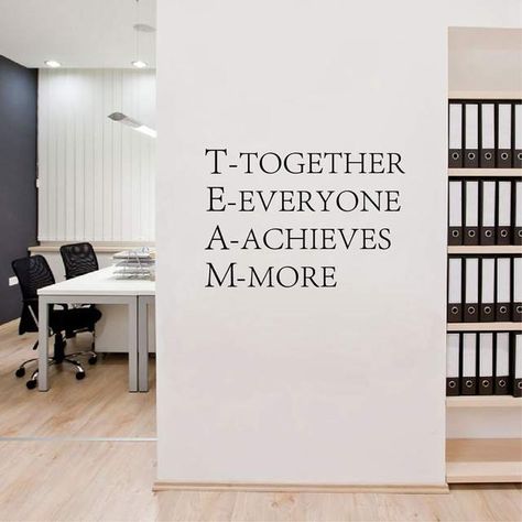 Online Shop Team work Inspirational words poster quotes Wall Stickers for Office decor | Aliexpress Mobile Vinyl Wall Decals Office, Motivational Wall Quotes, Office Decor Professional, Wall Stickers Quotes, Cool Office Space, Office Wall Decals, Work Office Decor, Corporate Office Design, Office Wallpaper