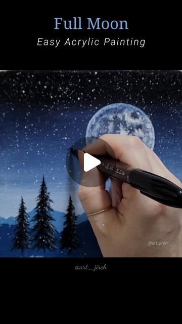 choi_hyun on Instagram: "Full Moon / Easy Acrylic Painting" Moon Painting For Beginners, Moonlit Night Painting, Moon Painting Acrylic Tutorial, Easy Moon Paintings For Beginners, Paint Moon Acrylic, How To Paint Moon, How To Paint A Moon, Moon Painting Easy, January Painting