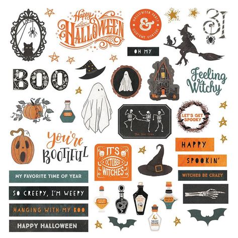 This is for one 12x12 inch sheet of stickers from the Photoplay line Trick or Treat Halloween edition. There are 20+ stickers per sheet. Halloween Journal Stickers, Halloween Scrapbook Stickers, Ghost Stickers Printable, Halloween Printable Stickers, Halloween Stickers Cute, Halloween Sticker Sheet, Printable Stickers For Scrapbook, Halloween Scrapbook Pages, Halloween Sticker Ideas