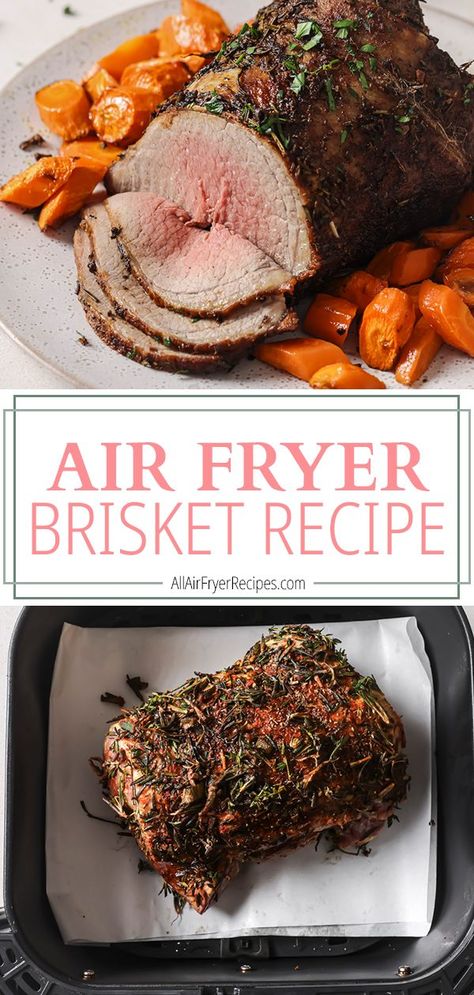 Great for a Sunday dinner or holiday meal, this Air Fryer Brisket is an easy recipe that's sure to turn out perfect every time! Air Fryer Dinner Recipes Beef, Brisket Air Fryer Recipe, Airfryer Brisket, Brisket Air Fryer, Air Fryer Brisket Recipes, Air Fryer Beef Brisket, Air Fryer Beef Brisket Recipes, Brisket In Air Fryer, Brisket Healthy Recipes