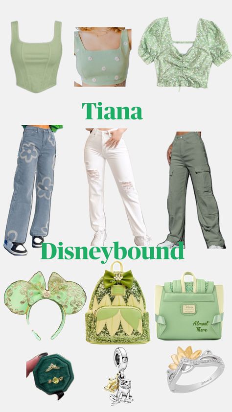 Disney Princess Inspired Outfits Casual, Tiana Disneybound, Disneyworld Outfits, Disney Princess Inspired Outfits, Disney Bound Outfits Casual, Disney Minimalist, Disney Trip Outfits, Tiana Disney, Disney Outfits Women