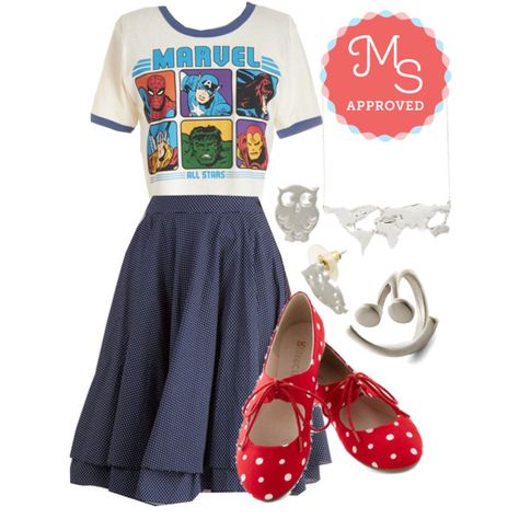 Super Comical Pals Tee Geek Chic Fashion Outfit Ideas, Comic Con Outfits Casual, Geek Outfits, Geek Chic Outfits, Fly Earrings, Comic Con Outfits, Geeky Chic, Moda Pinup, Geek Style