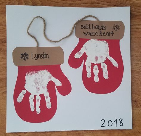 Christmas Craft With Handprints, Mittens Toddler Craft, Mittens Handprint Craft, Easy Crafts For Toddlers Christmas, Handson Activities For Preschool, Infant And Toddler Christmas Crafts, Handprint Christmas Art For Toddlers, Xmas Handprint Art, Activities To Do With Infants Daycare