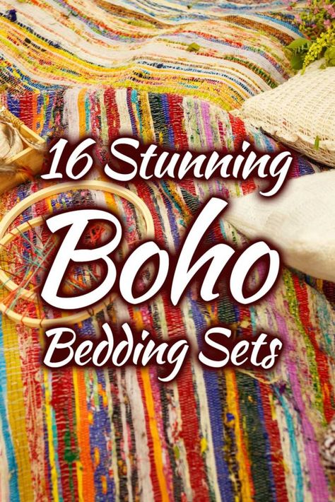 16 Stunning Boho Bedding Sets You Should See Right Now. Article by HomeDecorBliss.com #HDB #HomeDecorBliss #homedecor #homedecorideas Bohemian Quilt Ideas, Boho Bed Spreads, Boho Bedding Idea, Boho Chic Curtains, Boho Curtains Bedroom, Boho Bedspreads, Colorful Boho Bedroom Ideas, Bedding Styling, Bohemian Rooms