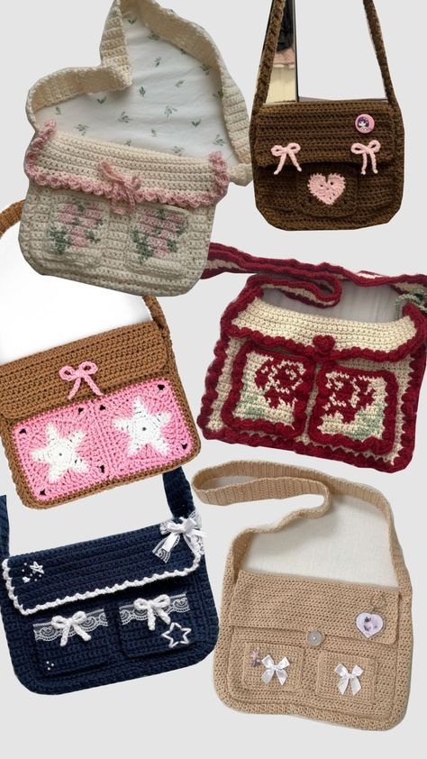 mesenger bag crochet Messenger Bags Crochet, Crochet Fall Bag, Crochet Bag Tutorials Videos, Crochet Satchel Bag, Aesthetic Crochet Bag, Picture Crochet, Crochet Messenger Bag, Messenger Bag Patterns, Crochet Store