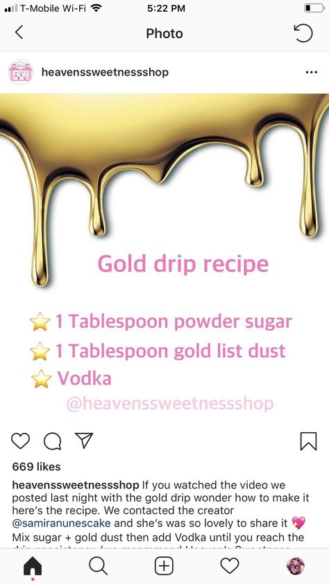 Gold Drip Recipe, Piping Tricks, Frosting Flavors, Ganache Recipes, Drip Cake Tutorial, Drip Cake Recipes, Fancy Baking, Food Cupcakes, Icing Recipes