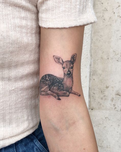 Macie’s fawn ✨reference images from @fuzzyfawnwildlife rescue ..i will be replying to all emails/dms today ❤️...#fawntattoo #deertattoo #floridatattooartist #singleneedletattoo #tattrx #naturetattoo #fawn #miamitattoo Fawn Reference, Tattoos Freedom, Baby Deer Tattoo, Fawn Tattoo, Courage Tattoos, Doe Tattoo, Freedom Tattoos, Tattoos Love, Bunny Tattoos