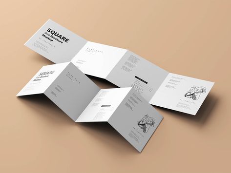 5 Free 4-Fold Accordion Brochure Mockup PSD Set - Good Mockups Accordion Fold Brochure, 4 Fold Brochure Design, Accordion Brochure, Folded Brochure, Brochure Mockup Free, Accordian Book, Pamphlet Design, Accordion Book, Brochure Mockup