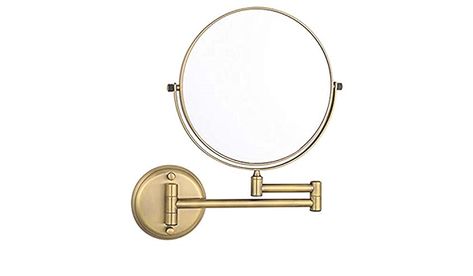 BIENKA Wall Mounted Makeup Mirror, 8 inch Brass Double Sided Magnifying Shaving Mirror, 360° Rotatable Extendable Folding Bathroom Vanity Mirrors,5X Mirror (Color : 5X) Mounted Makeup Mirror, Small Kitchen Appliance Storage, Wall Mounted Makeup Mirror, Kitchen Appliance Storage, Bathroom Vanity Mirrors, Shaving Mirror, Appliances Storage, Vanity Mirrors, Mirror Color