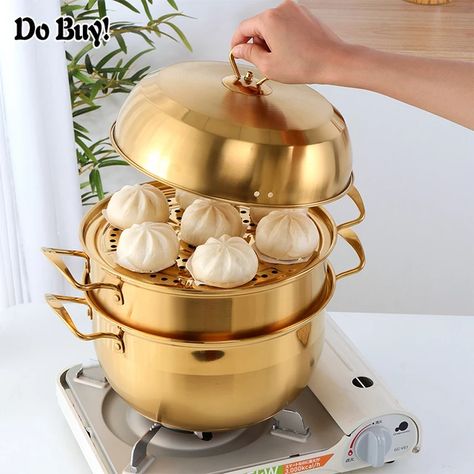 Double Boilers, Steamer Pot, Steam Recipes, Steamer Recipes, Gadgets Kitchen Cooking, Stainless Steel Cookware, Cooking Games, Cooking Accessories, Cute Kitchen