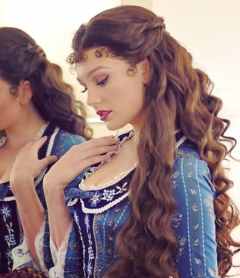 The Phantom Of The Opera on Twitter: "Wishing you were somehow here again?  @amy_manford, Christine Daaé Alternate.  #PhantomLondon.… " Amy Manford, Christine Daae, Thick Lashes, Princess Aesthetic, Hair Reference, Phantom Of The Opera, Lip Color, Blue Dress, Hair Inspo