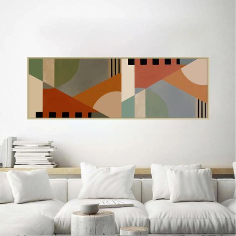 Long Horizontal Wall Art Abstract, Long Narrow Abstract Painting, Long Rectangle Painting Ideas, Long Narrow Horizontal Artwork, Long Wall Painting Ideas, Abstract Horizontal Painting, Large Horizontal Paintings, Horizontal Abstract Art, Horizontal Paintings On Canvas