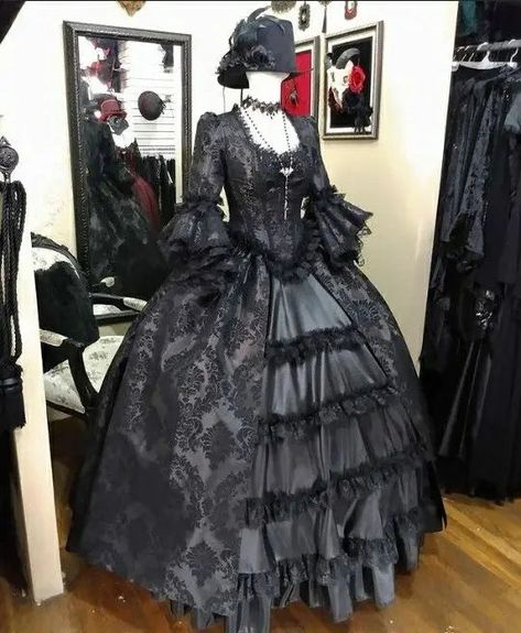 Victorian Dark Queen Costume Black Dress Gothic Steampunk Vampire Bridal Wedding Dress Set Vintage Gothic Fantasy Dress Custom Dark Gothic Dress, Gothic Victorian Aesthetic Outfit, Black Victorian Wedding, Vintage Costume Ideas, Goth Dress Outfit, Dark Queen Costume, Victorian Vampire Outfit, Vampire Dresses, Gothic Dress Elegant