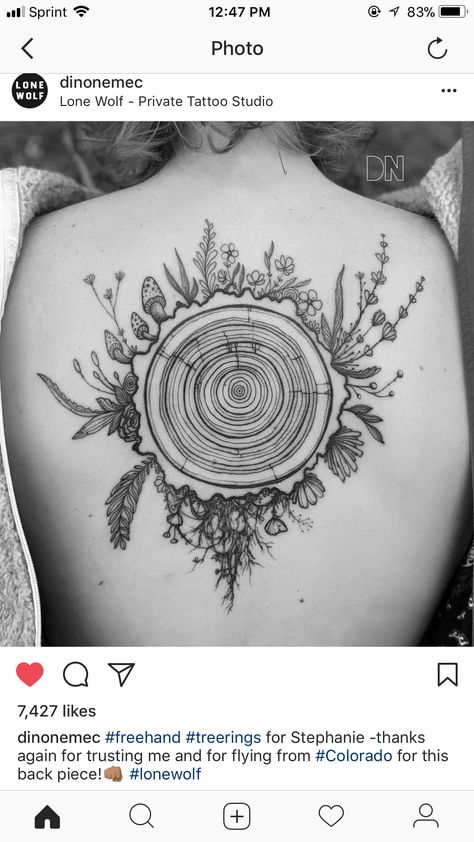 @tattoocrazy123 Tree Ring Tattoo, Art Viking, Ring Tattoo, Free Hand Tattoo, Initial Tattoo, Tree Ring, Ring Tattoos, Hand Tattoo, Nature Tattoos