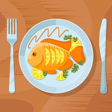 Fresh fish healthy dinner. fish deliciou... | Free Vector #Freepik #freevector #background #food #restaurant #sea Healthy Dinner Fish, Dish Illustration, Meat Drawing, Save Ocean, Festival Website, Qingming Festival, Fish Supper, Dinner Fish, Fish Healthy