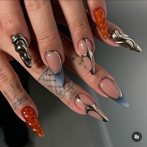 Edgy Nails, Grunge Nails, Nagel Inspo, Cat Kuku, Fire Nails, Funky Nails, Pretty Acrylic Nails, Minimalist Nails, Chic Nails