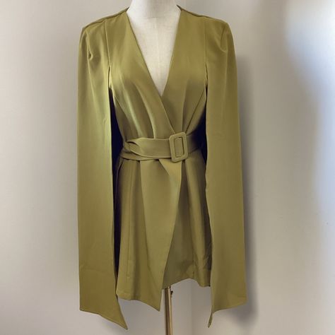 Nwt Size 8 (Uk 12) - Sleeveless With Cape - Double Breasted Blazer Style - Mini Length - Belted - Super Chic - Vintage/Retro Look - 95% Polyester, 5% Elastane - Made In Italy Blazer Cape, Gold And Black Dress, Boohoo Dresses, Belted Blazer, Sweat Dress, Blazer Style, Mini Cocktail Dress, Breasted Blazer, Mini Shirt Dress