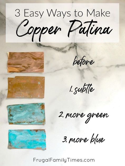 Cooper Patina Diy, Brass Patina Diy, How To Make Copper Look Aged, Copper Painting Ideas, How To Oxidize Copper, Copper Sheets Projects, Copper Patina Color Palette, Oxidized Copper Aesthetic, Diy Patina Paint