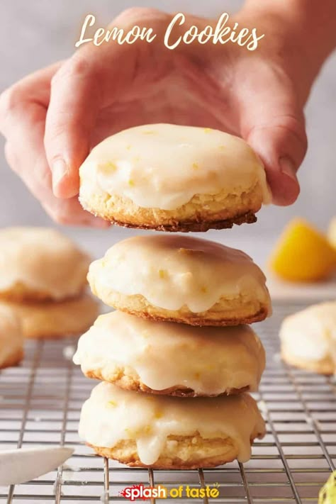 Lemon Cookies Easy, Soft Cookie Recipe, Lemon Cookies Recipes, Lemon Flavor, Cooling Rack, Lemon Cookies, Lemon Desserts, Homemade Cookies, Sweet Tarts