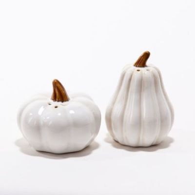 So cute! Seasonal salt and pepper shakers Season Salt, Salt N Peppa, Salt N Pepper, Seasoned Salt, Salt Cellar, Salt Shaker, Salt And Pepper Set, White Pumpkins, Kitchen Collection