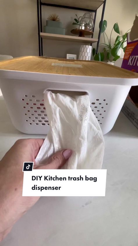 Kitchen Trash Bag Dispenser, Garbage Bag Storage Ideas, Diy Trash Bag Dispenser, Trash Bag Storage Ideas, Trash Bag Dispenser, Organized Things, Organizing House, Garbage Bag Storage, Trash Bag Holder