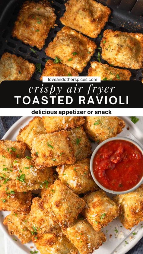 Air Fryer Toasted Ravioli, Air Fryer Ravioli, Fried Ravioli, New Air Fryer Recipes, Air Fryer Recipes Snacks, Toasted Ravioli, Healthy Version, Air Fried Food, Air Fryer Oven Recipes