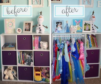 Diy Dress Up Station, Kids Toy Storage Diy, Girls Bedroom Storage, Princess Wardrobe, Dress Up Stations, Teen Wall, Dress Up Closet, Dress Up Storage, Daycare Decor