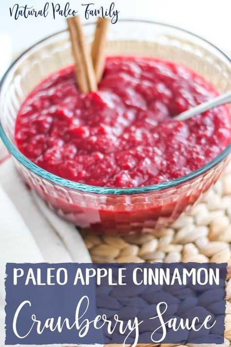 If you’re looking for a healthier way to enjoy your family’s Thanksgiving feast, then look no further than this apple cinnamon Paleo cranberry sauce.  The perfect blend of tart and sweet, it will be a new tradition for your family to look forward to! Paleo Cranberry Sauce, Paleo Holiday Recipes, Sugar Free Cranberry Sauce, Paleo Sauces, Paleo Thanksgiving, Paleo Side Dishes, Pear Ginger, Paleo Sides, Spiced Drinks